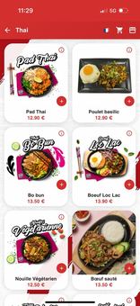 Application de commande en ligne OIESATIS - sélection des plats avec photos et prix